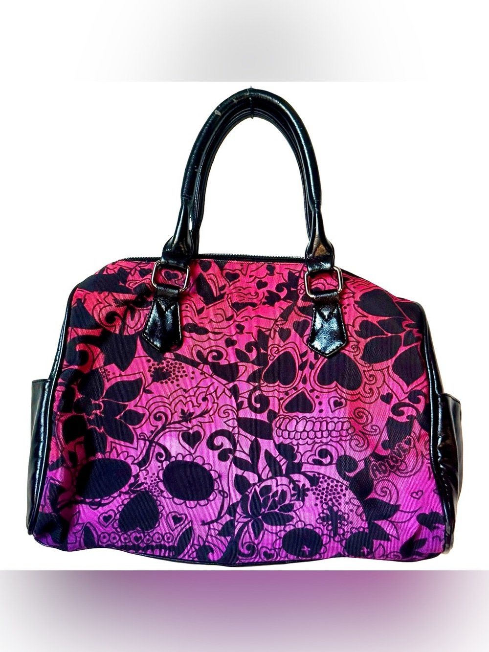 Pink & black skull bag